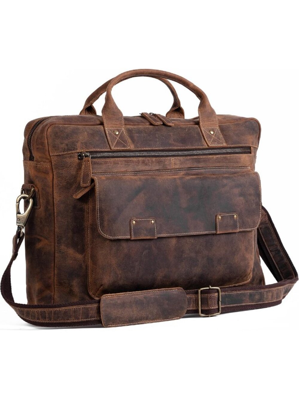 Stylish Leather Briefcase for 18" Laptop | Unisex Messenger Bag | Office Satchel